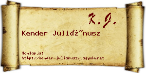 Kender Juliánusz névjegykártya